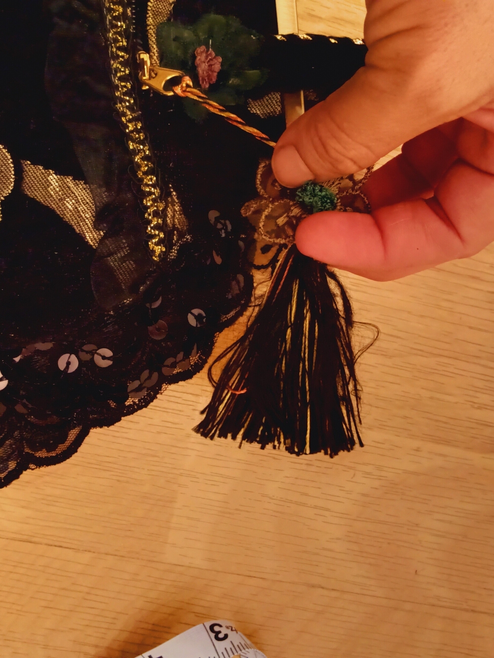 Vintage Chiflower  Lace Tapestry Ribbon Metal Frame Bag Boho Cottagecore  Purse - Picture 9 of 16